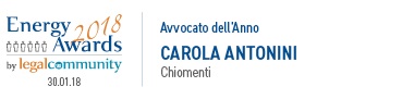Carola Antonini, Chiomenti partner, has been awarded as Lawyer of the year at the Legalcommunity Energy Awards 2018