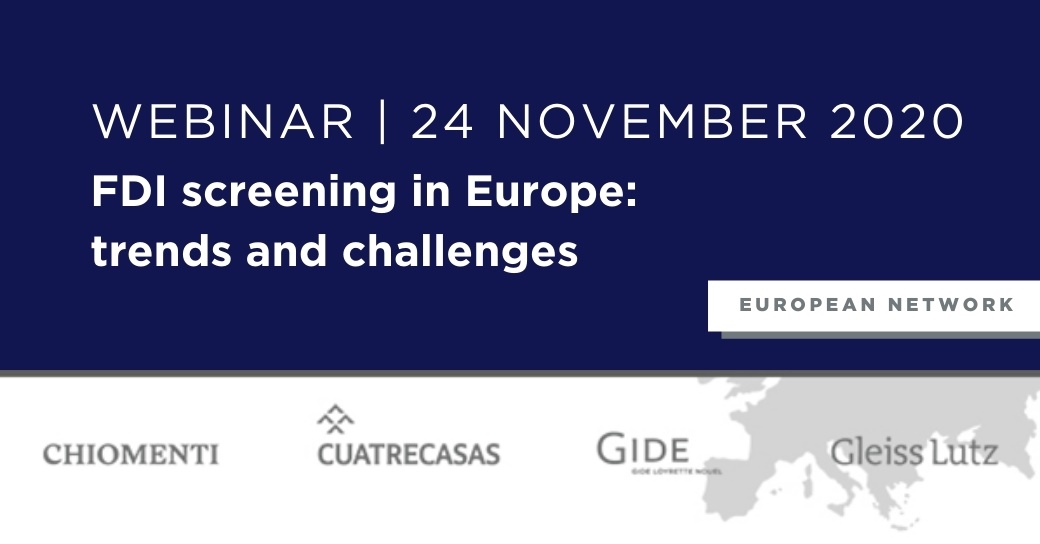 European Network webinar on “FDI screening in Europe: trends and challenges”, 24 November 2020