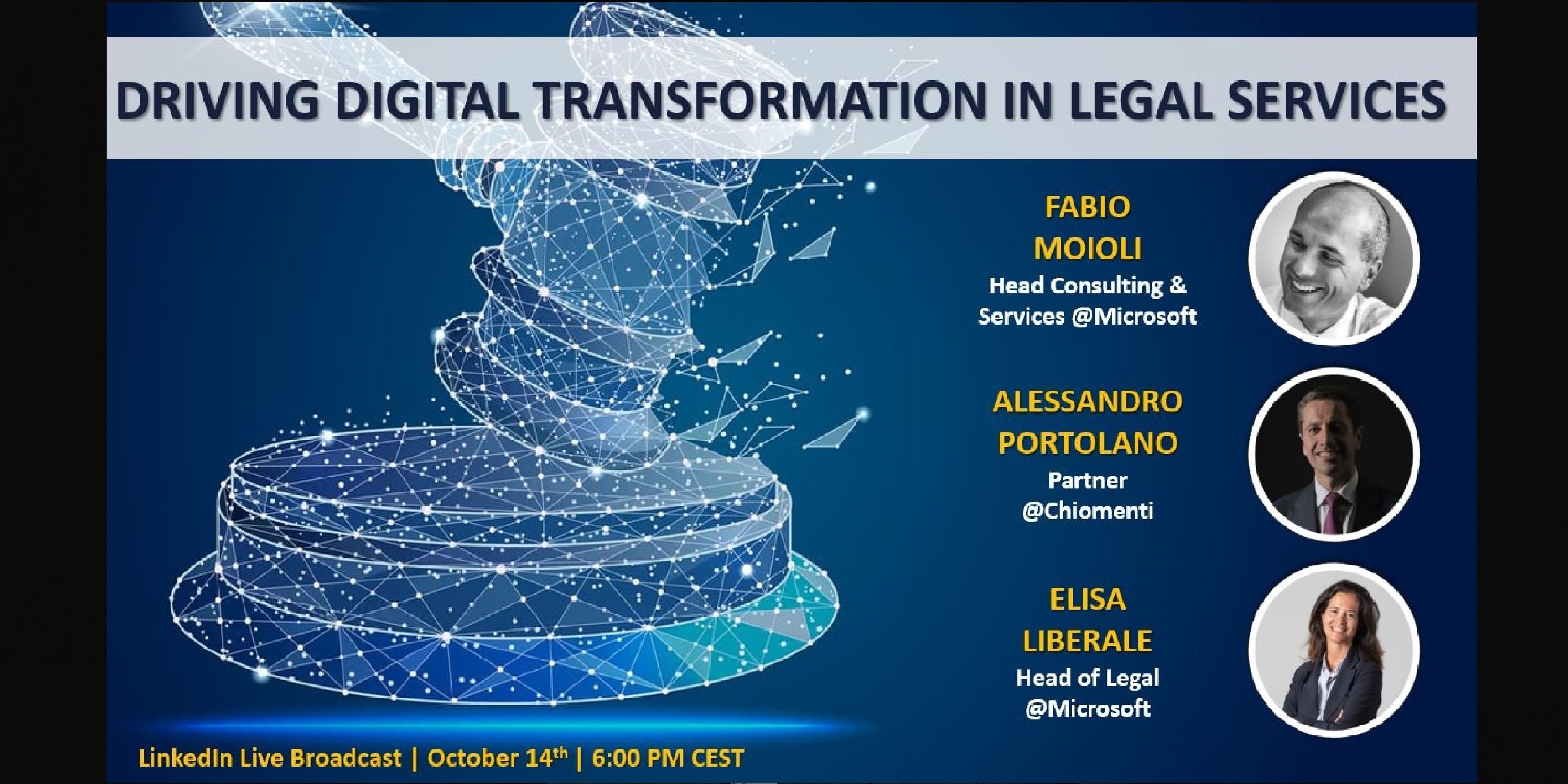 “Driving Digital Transformation in Legal Services” LinkedIn Live Broadcast - October 14, 2020