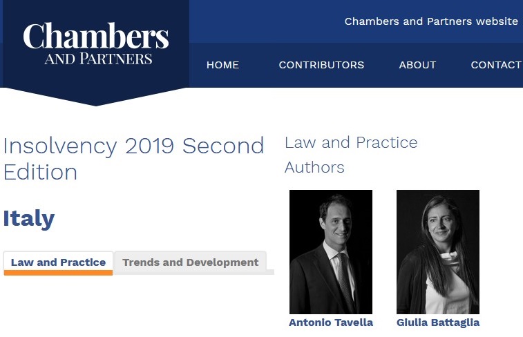 Chambers Insolvency Guide 2019 – Italy Chapter by Chiomenti
